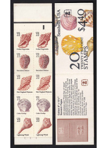 USA Carnet 10 francobolli tematica conchiglie 1985 Cat. 2121a/22e Nuovi